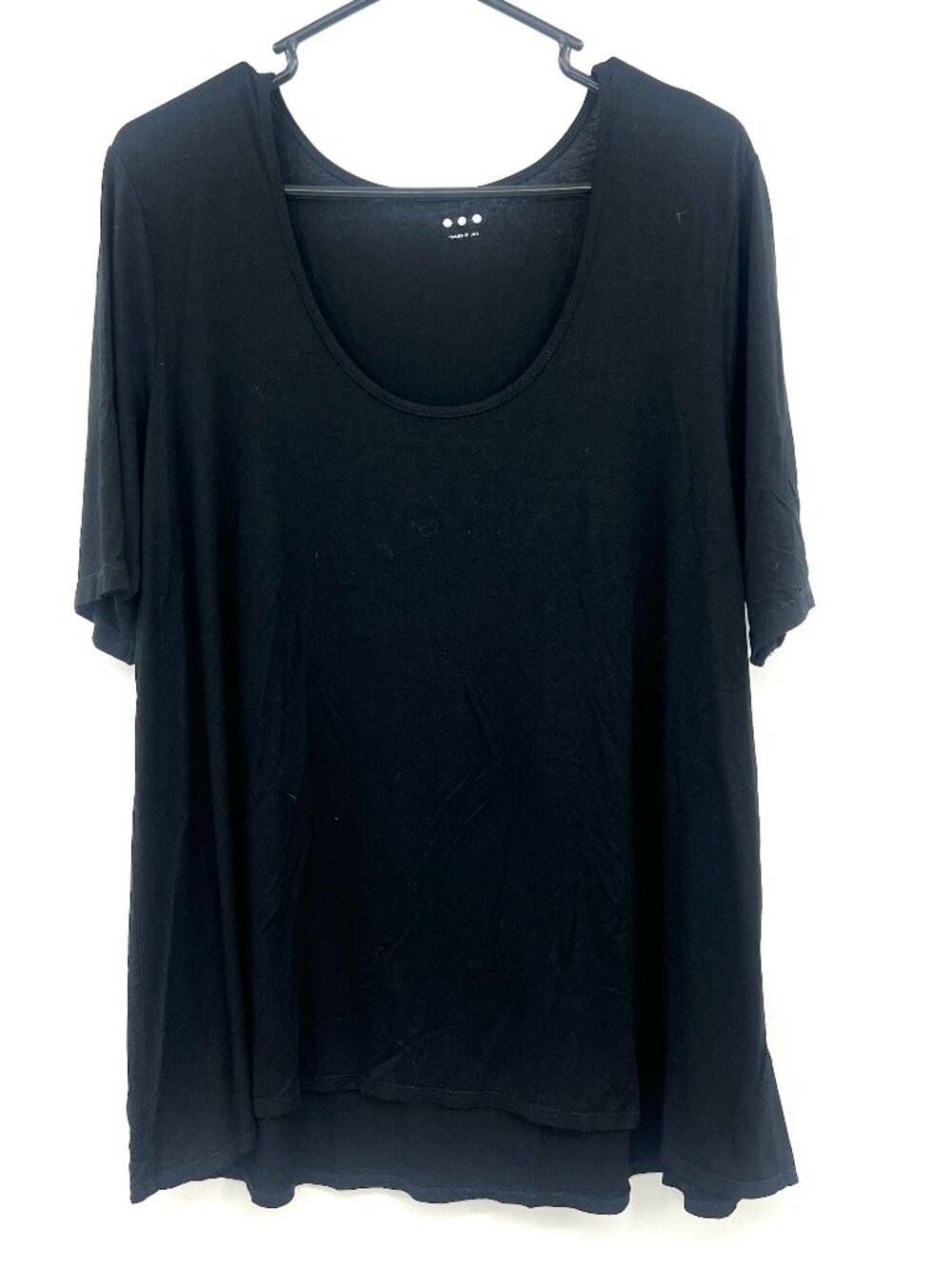 Three Dots Black Short Sleeved T-Shirt Women's XL